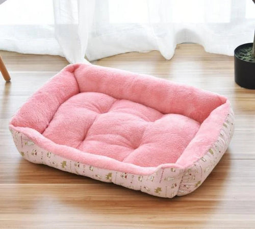 Warm Corduroy Padded Big Dog Bed Print Pet Large Dog House Pink Soft