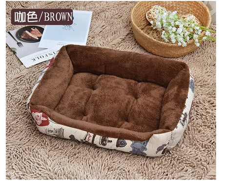 Warm Corduroy Padded Big Dog Bed Print Pet Large Dog House Pink Soft